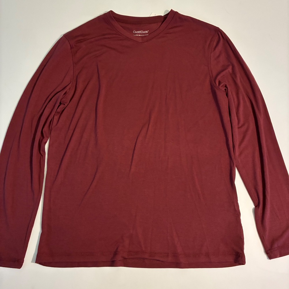 Cuddl Duds Mens Burgundy Red Long Sleeve Base Layer Shirt CD8827093 S NEW